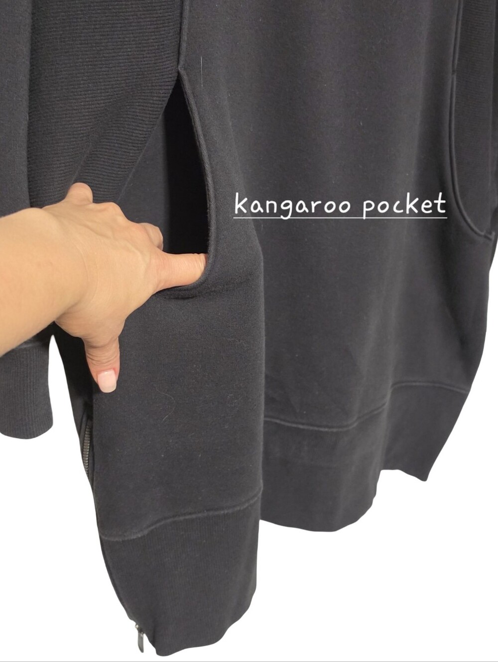 ATHLETA Cozy Karma Funnel Neck Dress Womens 1X Black Sweatshirt Athleisure Comfy - Picture 4 of 8